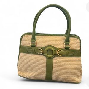 Giani Bernini Green and Tan Shoulder Bag Classic Design